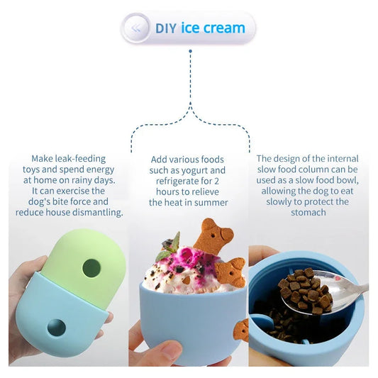 Freezable Ice Cream Dog Toy — Silicone Treat Dispenser