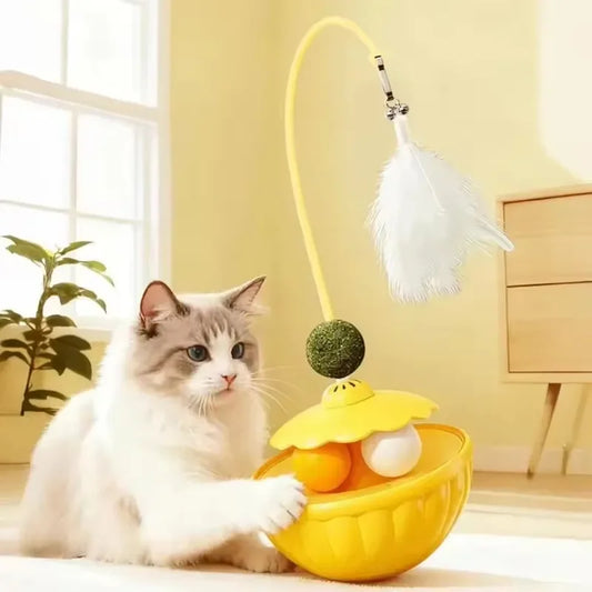 Self-Hi Cat Tumbler Toy — Feather Teaser & Catnip Ball